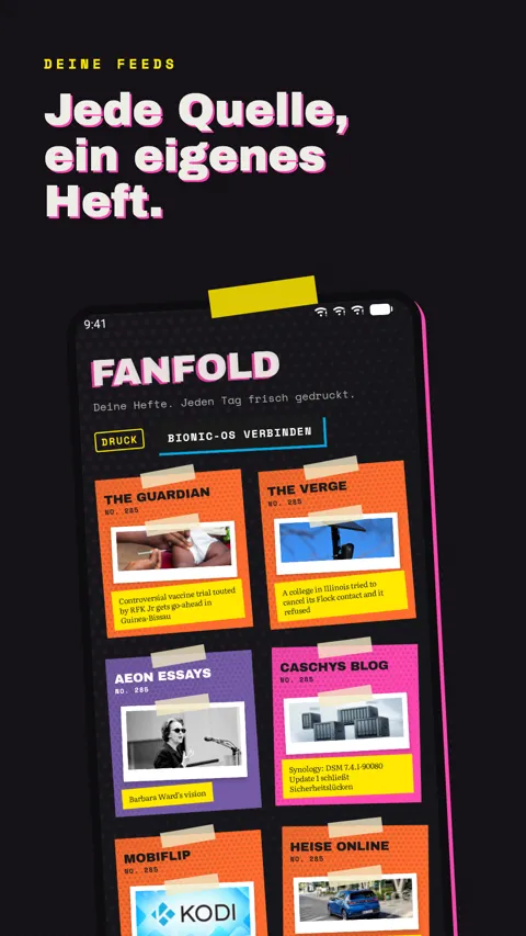 Fanfold Android-Handy und Feature-Grafik (de)